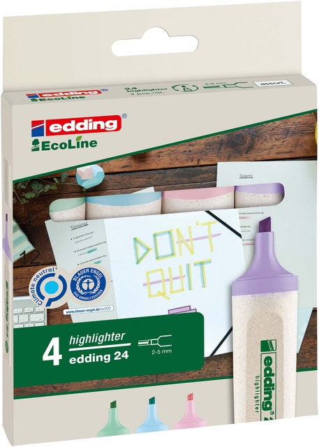 Surligneur edding EcoLine 24 pastel assorti set 4 pièces