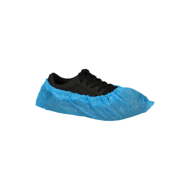 Schoenovertrek CMT 40mu geruwd maat 36-46 CPE blauw 100 stuks