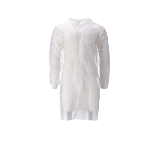 Blouse visiteur CMT PP non-tissé longue bouton pression 104cm XL blanc 100 pièces