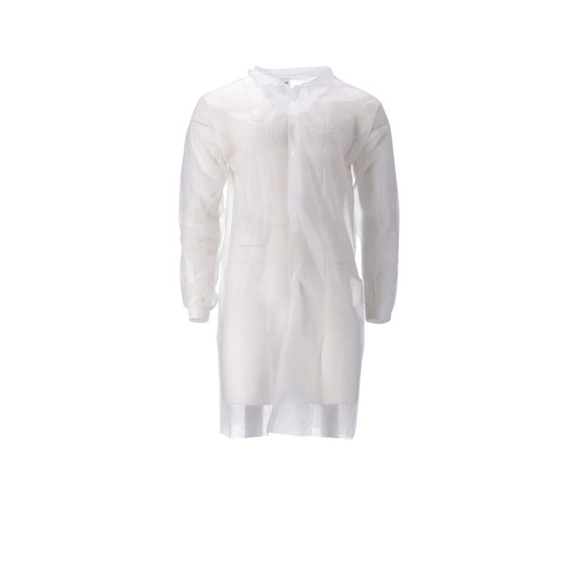 Blouse visiteur CMT PP non-tissé longue bouton pression 104cm M blanc 100 pièces