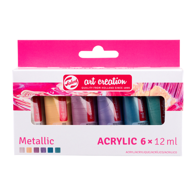 Peinture acrylique Talens Art Creation Metallic Set 6 couleurs 12ml