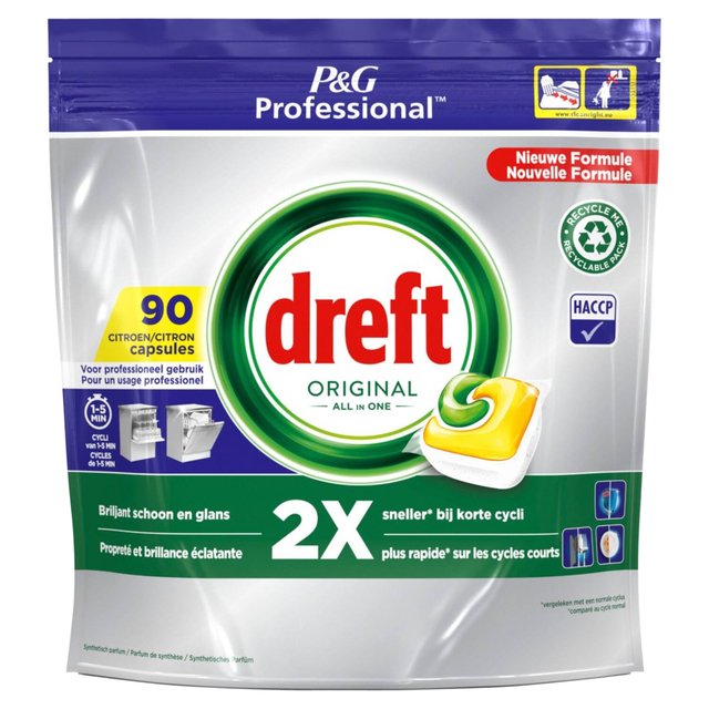 Vaatwastabletten Dreft All-in-1 professional lemon 90 stuks