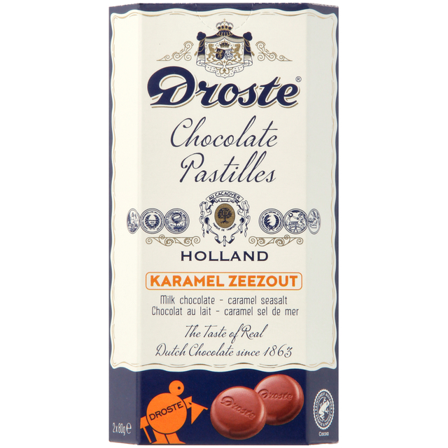 Chocolat Droste pack duo pastilles lait caramel salé 160g