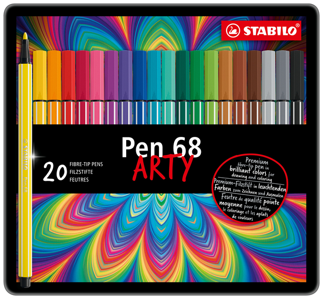 Feutre STABILO Pen 68/20 Medium Arty boîte 20 couleurs