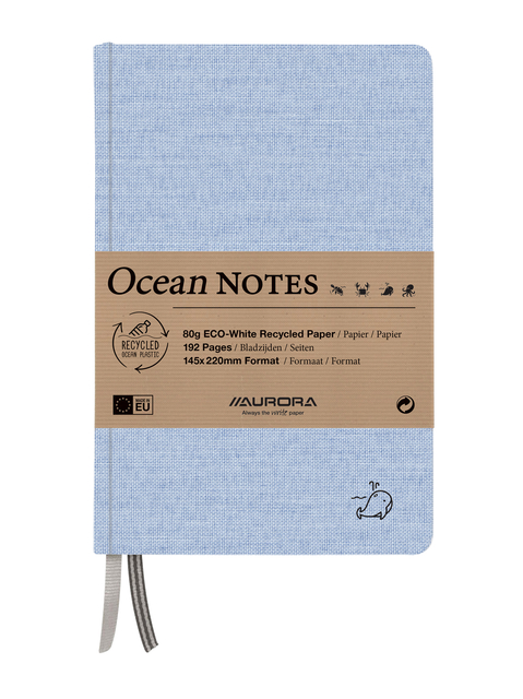 Carnet de notes Aurora Ocean A5 192 pages ligné 80g structure lin bleu