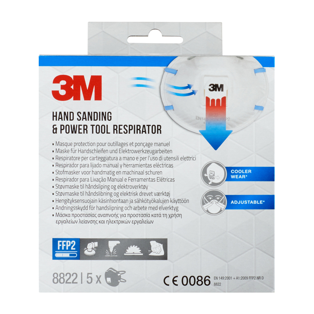 Masque de protection 3M ponçage 8822 FFP2 avec soupape 5 pièces