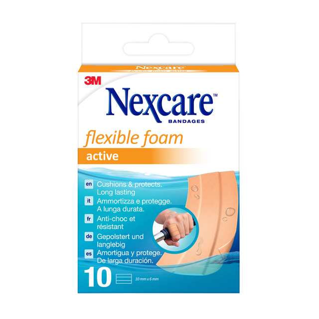 Wondpleister Nexcare active flexible foam waterbestendig 6x10cm 10 stuks