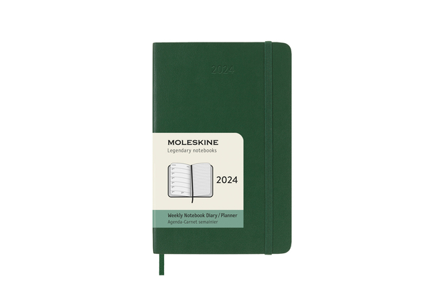 Agenda 2024 Moleskine 12M Planner Weekly 7dag/1pagina pocket 90x140mm soft cover myrtle green