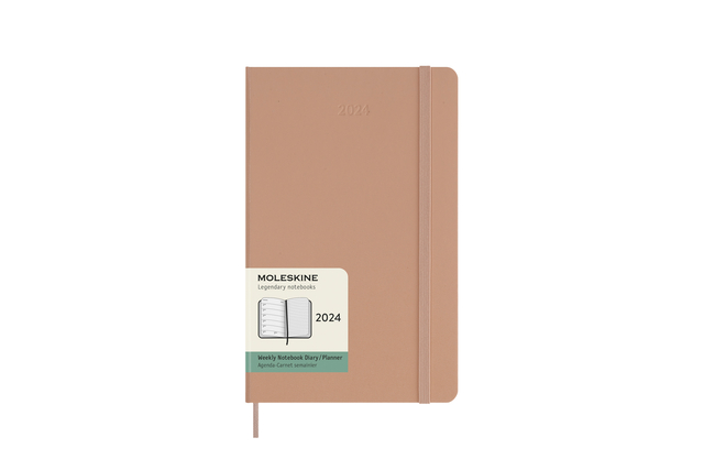 Agenda 2024 Moleskine 12M Planner Weekly 7dag/1pagina large 130x210mm hard cover sand brown