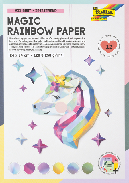 Papier miroir Folia 24x34cm 12 feuilles assorti