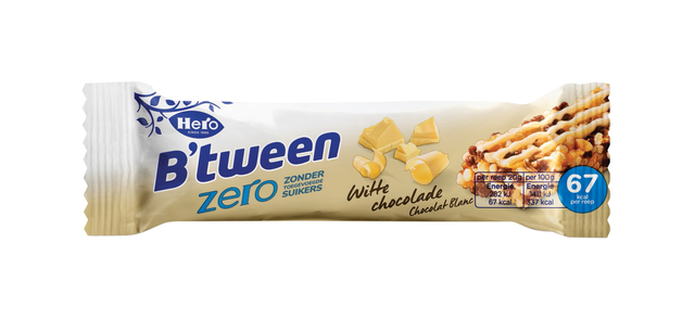 Tussendoortje Hero B'tween witte chocolade zero 6pack reep 20gr