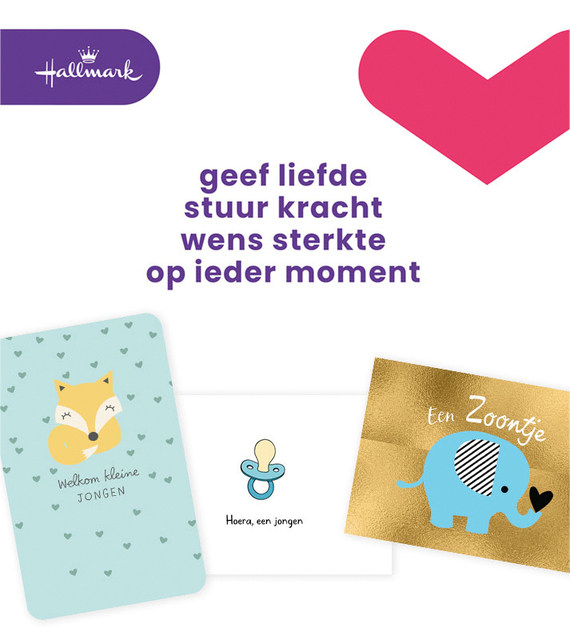 Carte de voeux Hallmark recharge 'Geboorte zoon' 6 cartes