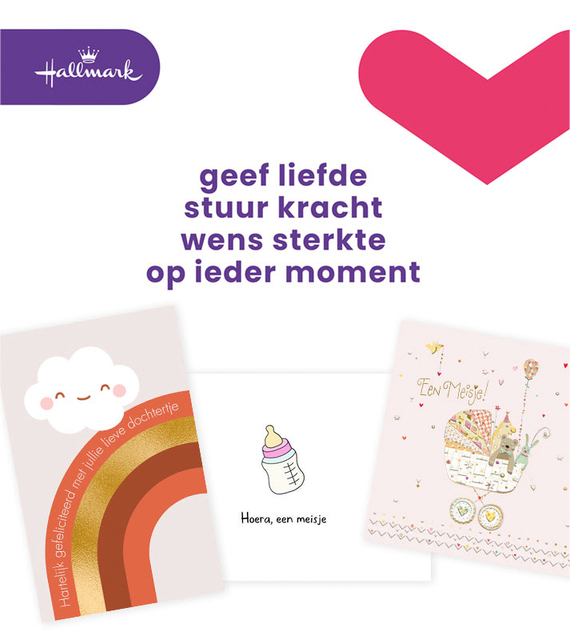 Carte de voeux Hallmark recharge 'Geboorte dochter' 6 cartes