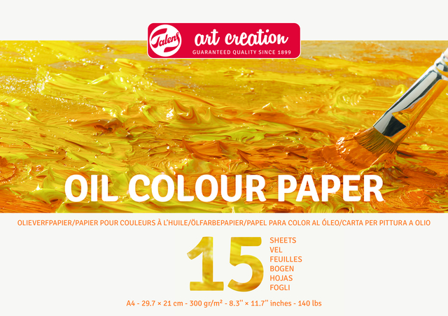 Papier peinture à l'huile Talens Art Creation A4 15 feuilles 300g jaune