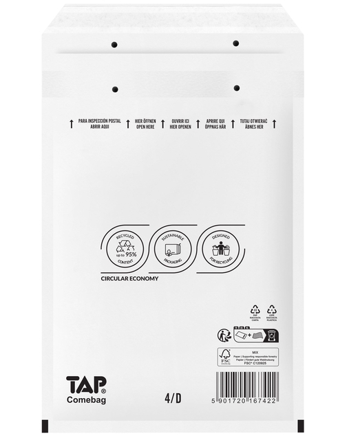 Enveloppe à bulles TAP Comebag nr14 blanc 100 pièces