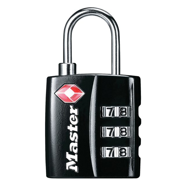 Hangslot Masterlock 3-cijfer combinatie TSA zwart 30mm