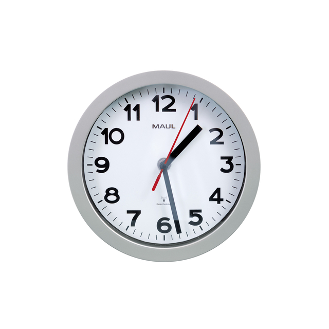 Horloge murale MAULstep RC Ø20x5cm plastique argent/blanc