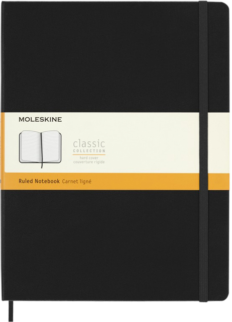 Notitieboek Moleskine XL 190x250mm lijn hard cover zwart