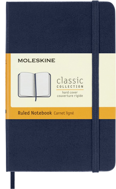 Carnet Moleskine Pocket 90x140mm ligné couverture rigide bleu saphir