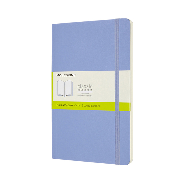 Carnet Moleskine large 130x210mm uni couverture souple bleu hortensia