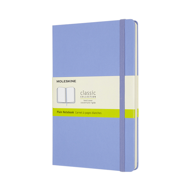 Carnet Moleskine large 130x210mm uni couverture rigide bleu hortensia