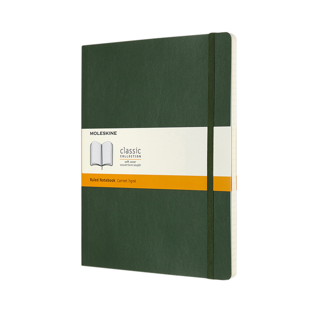 Carnet Moleskine XL 190x250mm ligné couverture souple vert myrte