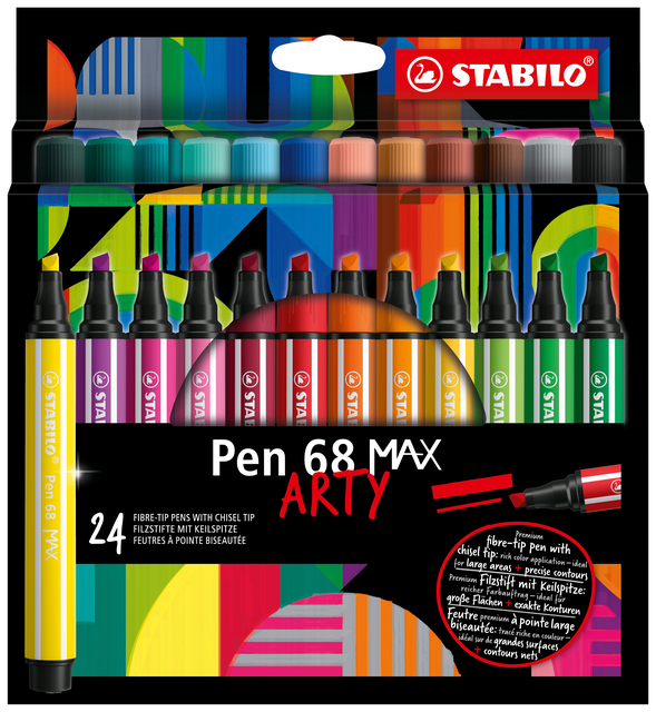 Feutre STABILO Pen 68 Max Arty assorti étui 24 pièces