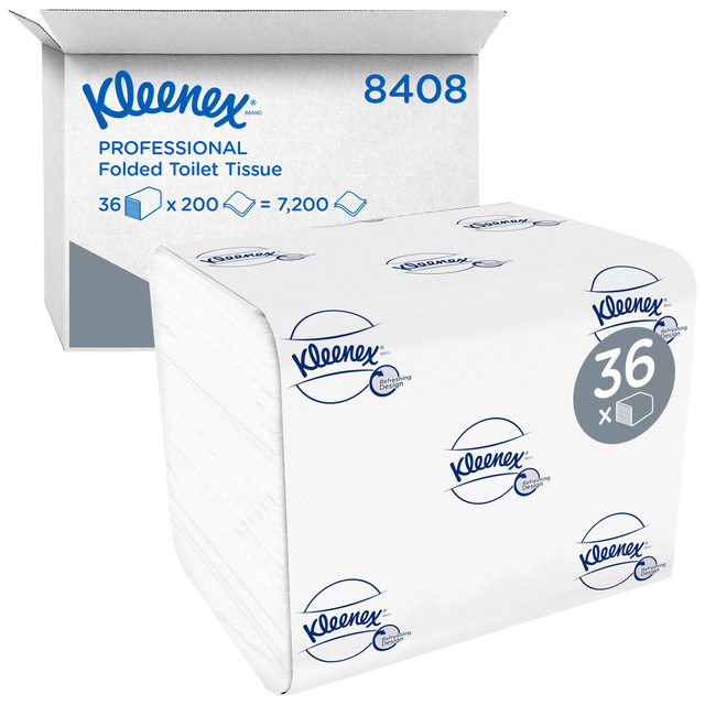 Papier toilette plié Kleenex 8408 2 épaisseurs 36x 200 feuilles blanc