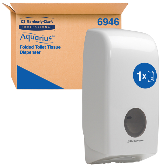 Toiletpapierdispenser Kimberly Clark Aquarius gevouwen wit 6946