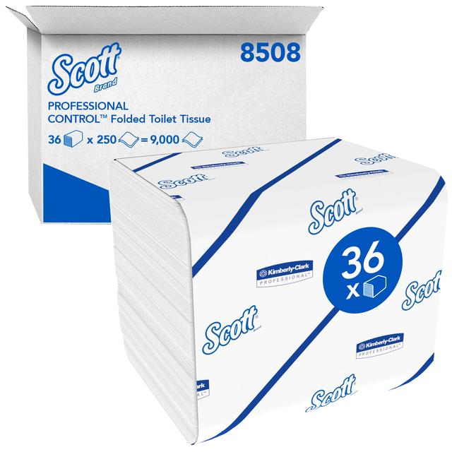 Toiletpapier Scott Control gevouwen 2-laags 110x186mm wit 8508