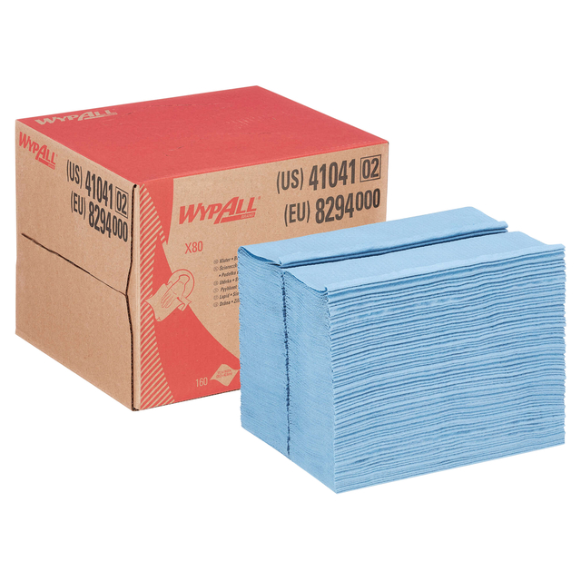 Reinigingsdoek WypAll X80 dispenserdoos 1-laags 160 vel blauw 8294