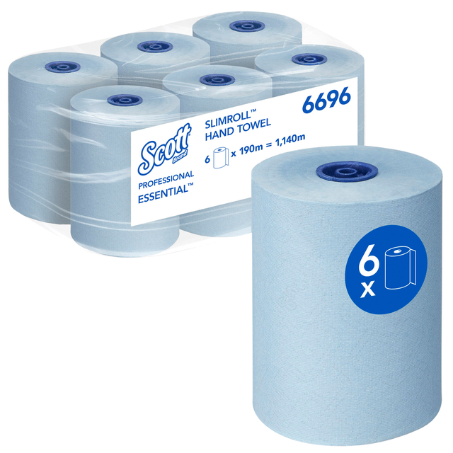 Essuie-mains Scott Essential Slimroll 6696 1 épaisseur 190m bleu