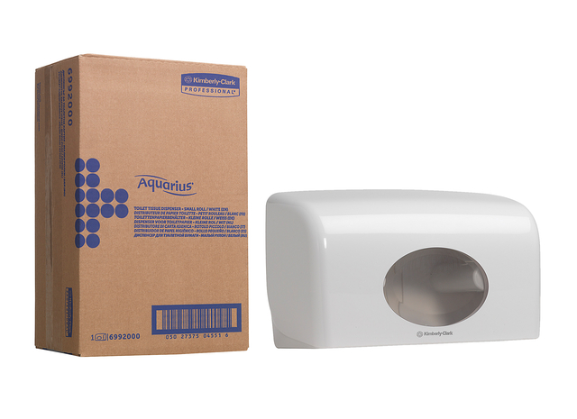 Distributeur papier toilette Aquarius Duo 6992 petits rouleaux blanc