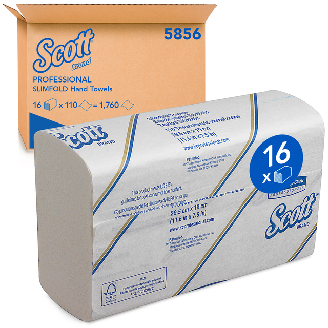 Essuie-mains Scott Slimroll 5856 pli-M 1 ép 190x300mm blanc 16x 110 feuilles