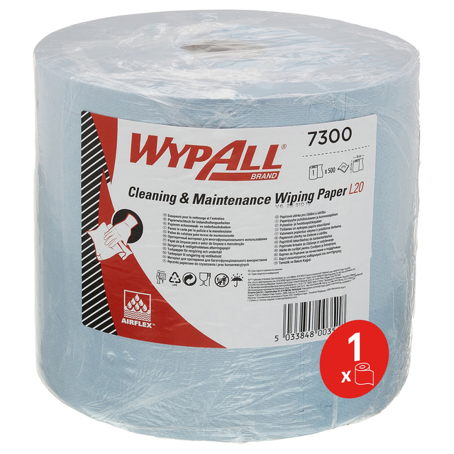 Papier d'essuyage WypAll L20 7300 2 épaisseurs 500 feuilles bleu