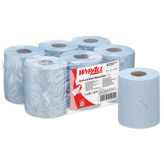 Poetspapier WypAll L10 1-laags 280 vel blauw 6220