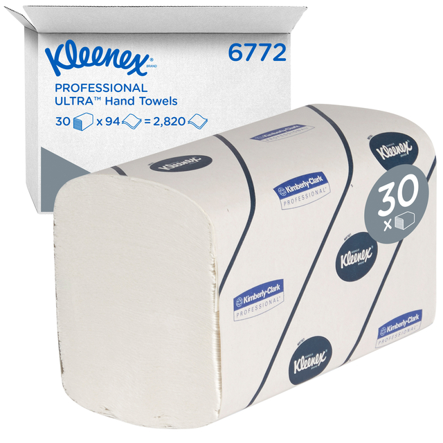 Essuie-mains Kleenex 6772 Ultra pli-I 2 ép 215x415mm blanc 30x 94 feuilles