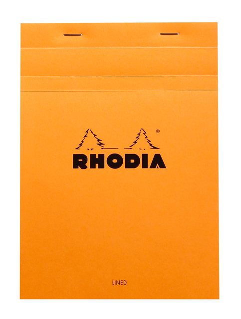 Schrijfblok Rhodia A5 lijn 80 vel 80gr met kantlijn oranje