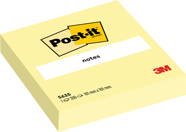 Memoblok 3M Post-it 563 101x101mm geel 200 vel