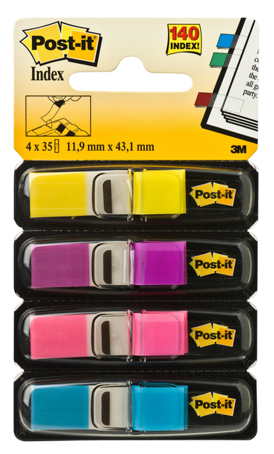 Indextabs 3M Post-it 683 11.9x43.2mm 4 kleuren 140 stuks