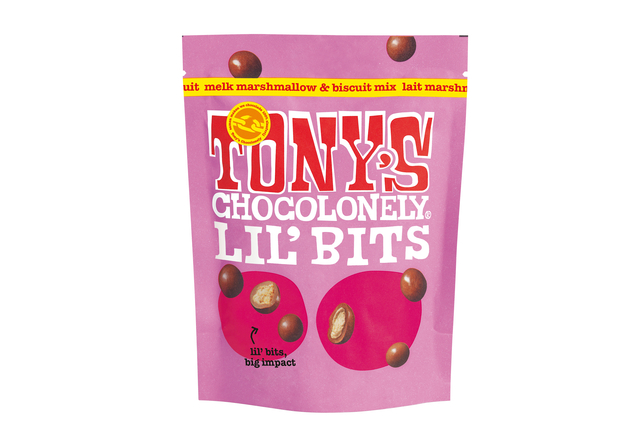 Chocolade Tony's Chocolonely Lil'Bits melk marshmellow biscuit 120 gram