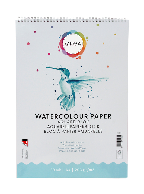 Bloc aquarelle Qrea A3 20 feuilles 200g spirale