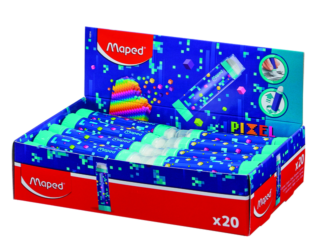 Gomme tube Maped Pixel party présentoir 20 pièces