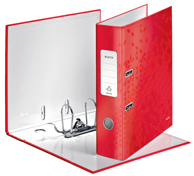 Classeur à levier Leitz WOW 180° laminé A4 80mm rouge