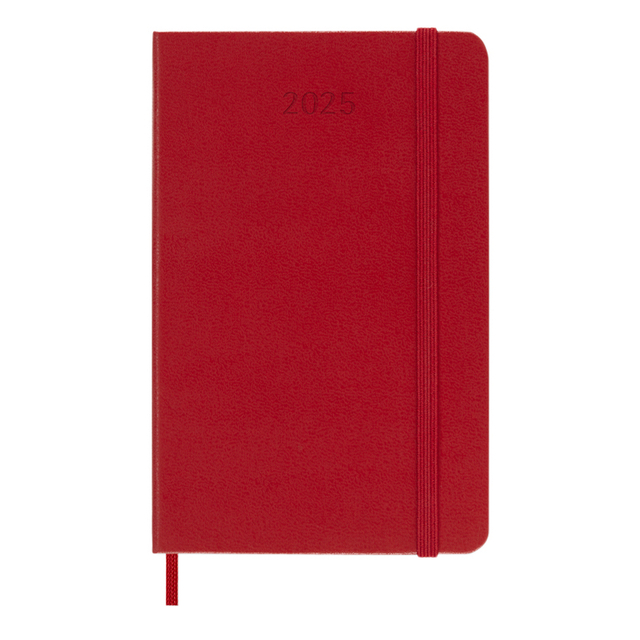 Agenda 2025 Moleskine 12 mois Planner Weekly 7j/1p Pocket rigide rouge écarlate