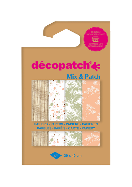 Papier créa Décopatch 30x40cm set 4 feuilles thème Terracotta