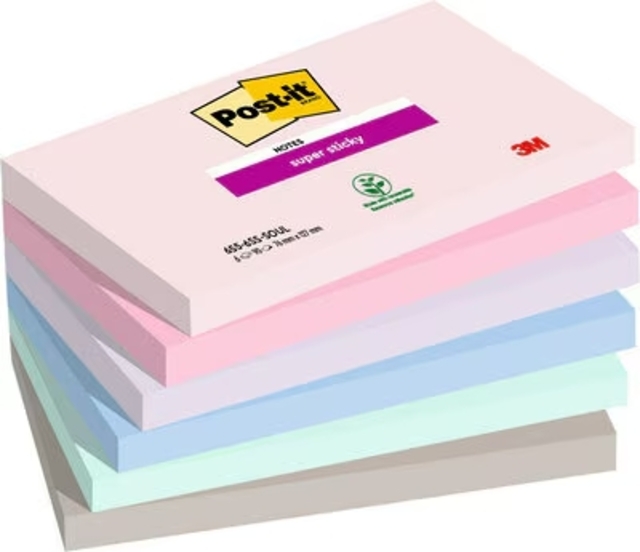 Memoblok 3M Post-it 655-6SS Super Sticky 76x127mm SOUL 6 stuks