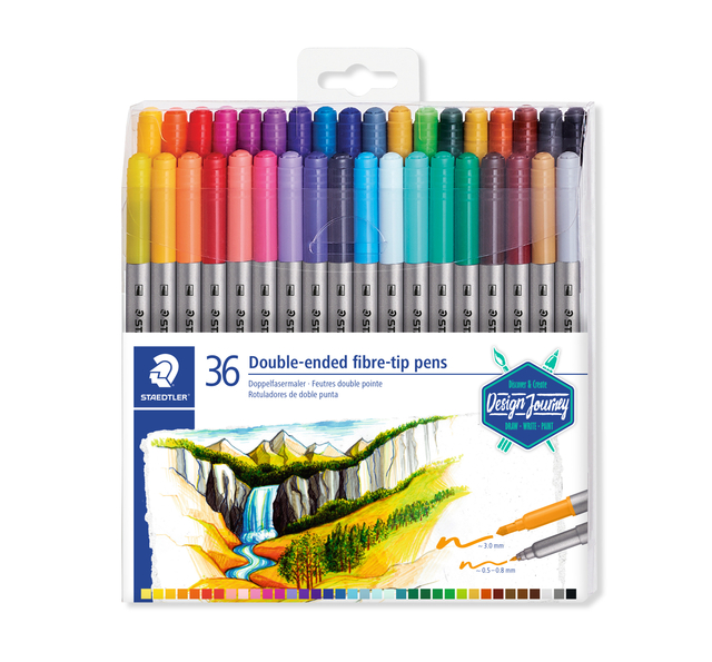 Feutre Staedtler 3200 double pointe Fin et Ultra Fin étui 36 couleurs