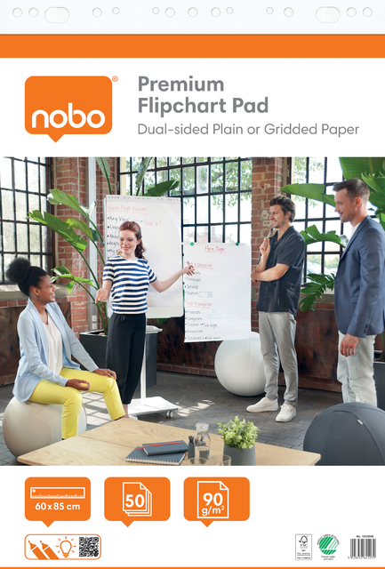 Papier chevalet de conférence Nobo Premium 60x85cm double face 50 feuilles