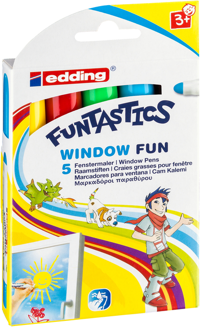 Krijtstift edding 16-5 Funtastics window fun assorti doos à 5 stuks